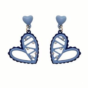 Korean Style Dangle Earrings in Blue